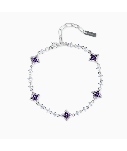 Bracelet Flower Tennis Argenté - Pierres violettes Fin de série