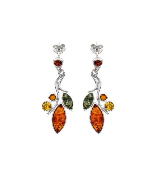 Boucles d'oreilles en argent et ambre les ligaments