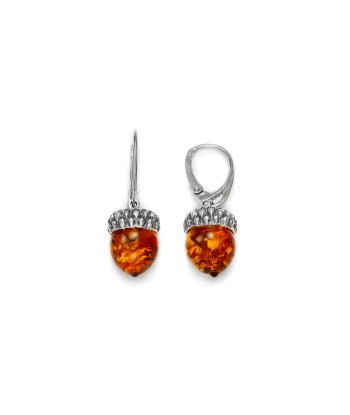 Boucles d'oreilles en argent et ambre basket pas cher