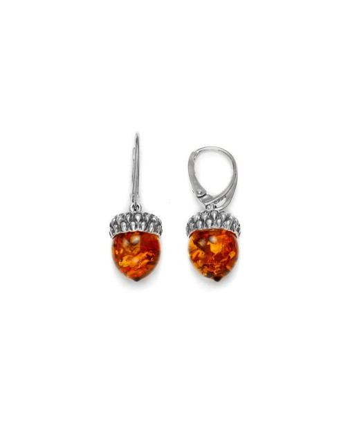 Boucles d'oreilles en argent et ambre basket pas cher