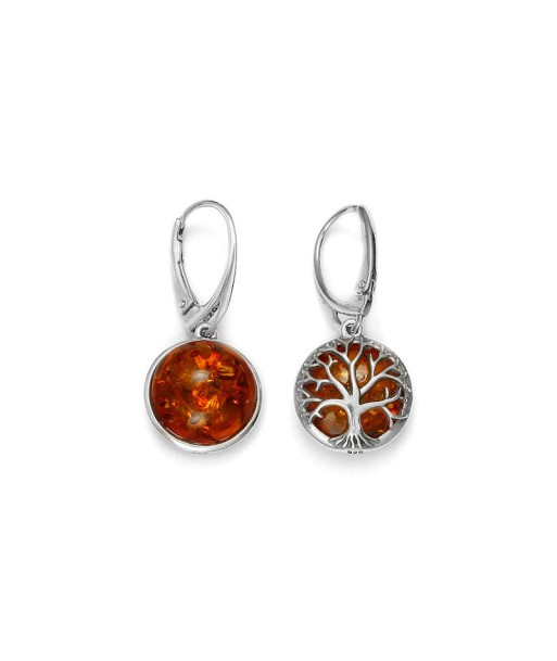 Boucles d'oreilles en argent et ambre pas cher 