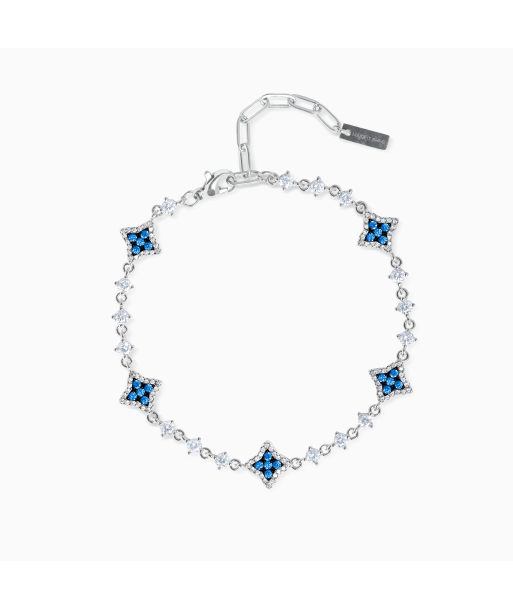 Bracelet Flower Tennis Argenté - Pierres bleues la livraison gratuite