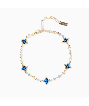 Bracelet Flower Tennis Doré - Pierres bleues chez Cornerstreet bien 