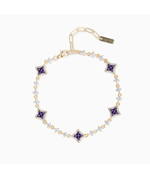 Bracelet Flower Tennis Doré - Pierres violettes acheter