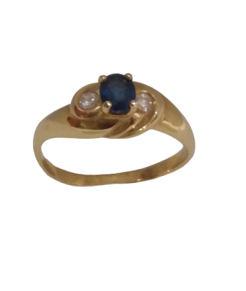 Bague en or, saphir et diamant en linge