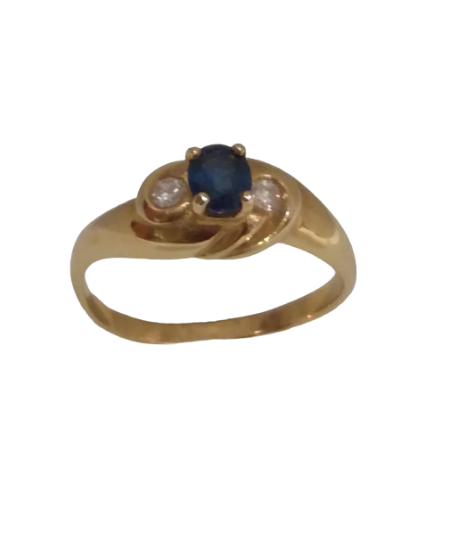 Bague en or, saphir et diamant en linge