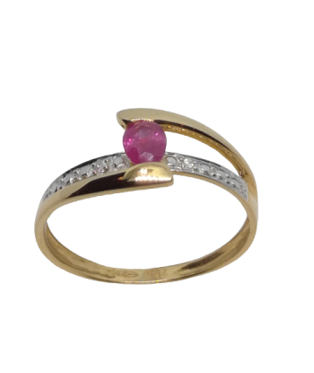 Bague en or, rubis et diamant les ctes