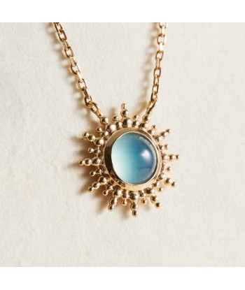 Collier soleil serti d'Agate Bleue en plaqué or meilleur choix