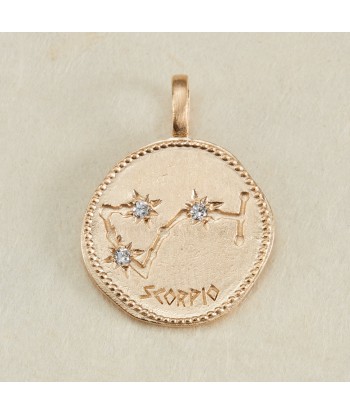 Pendentif Constellation Scorpion oxyde de zirconium blanc en plaqué or Pour