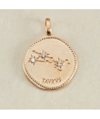 Pendentif Constellation Taureau oxyde de zirconium blanc en plaqué or de la marque