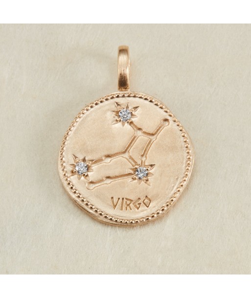 Pendentif Constellation Vierge oxyde de zirconium blanc en plaqué or la colonne vertébrale