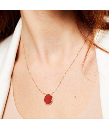 Collier pendentif serti d'Agate rouge en plaqué or suggérées chez