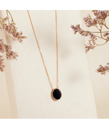 Collier pendentif serti d'Agate noire en plaqué or shop