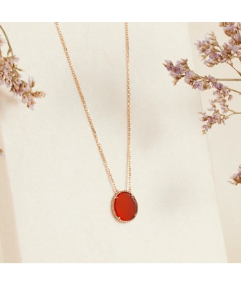 Collier pendentif serti d'Agate rouge en plaqué or suggérées chez