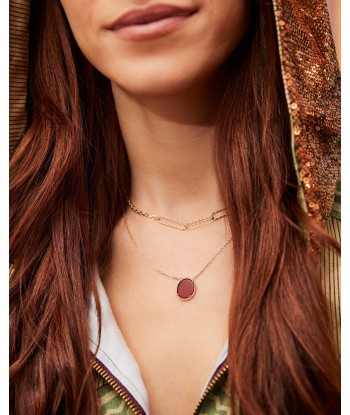 Collier pendentif serti d'Agate rouge en plaqué or suggérées chez