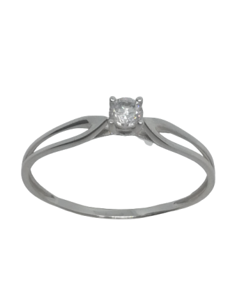 Bague en or gris, oxyde de zirconium solde