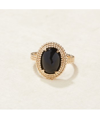 Bague torsadée Agate noire en plaqué or Découvrez la collection