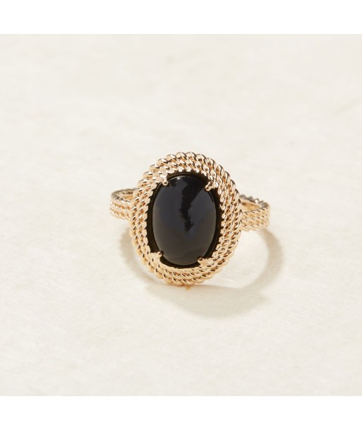 Bague torsadée Agate noire en plaqué or Découvrez la collection