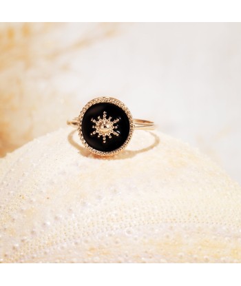 Bague soleil Email noir en plaqué or le des métaux précieux