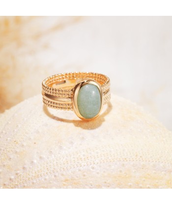 Bague bohème sertie d'Aventurine en plaqué or destockage