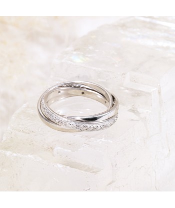 Bague triple anneaux oxyde de zirconium blanc en argent de France