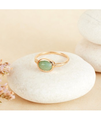 Bague fine sertie d'Aventurine en plaqué or acheter en ligne