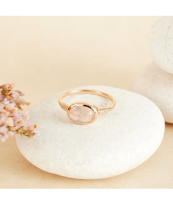 Bague fine sertie de Quartz rose en plaqué or outlet