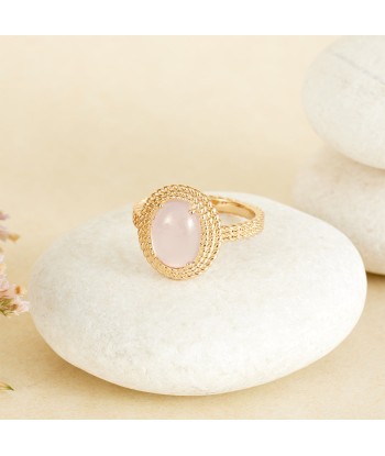 Bague ovale sertie de Quartz rose en plaqué or JUSQU'A -70%! 