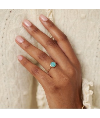 Bague sertie clos d'Amazonite en plaqué or Economisez 