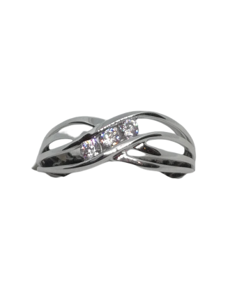 Bague en or gris, oxyde de zirconium solde