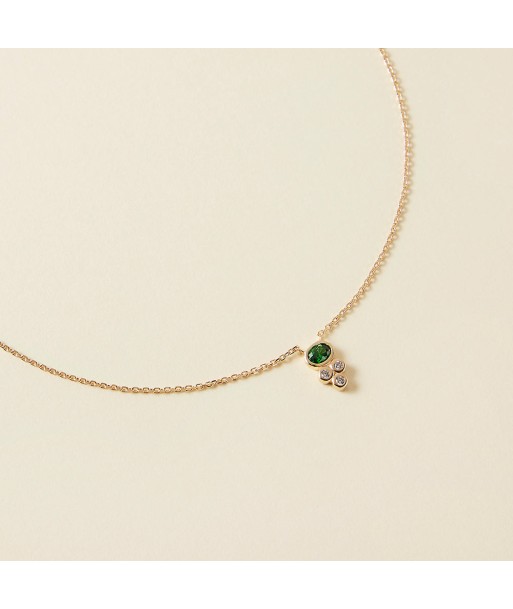 Collier serti clos d'oxyde de zirconium blanc et vert en plaqué or de la marque