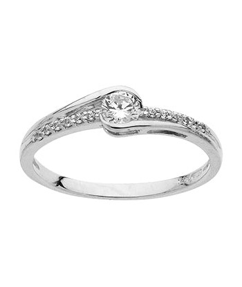 Bague en or gris, oxyde de zirconium pas cheres