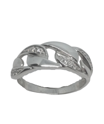 Bague en or gris, oxyde de zirconium pas cher 