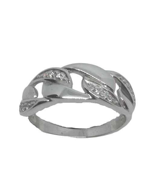 Bague en or gris, oxyde de zirconium pas cher 