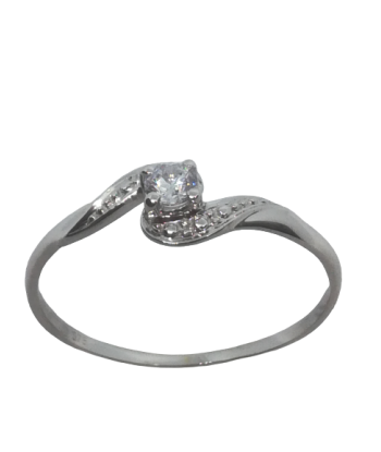 Bague en or gris, oxyde de zirconium Economisez 