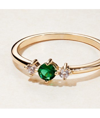 Bague sertie d'oxyde de zirconium vert en plaqué or À commander