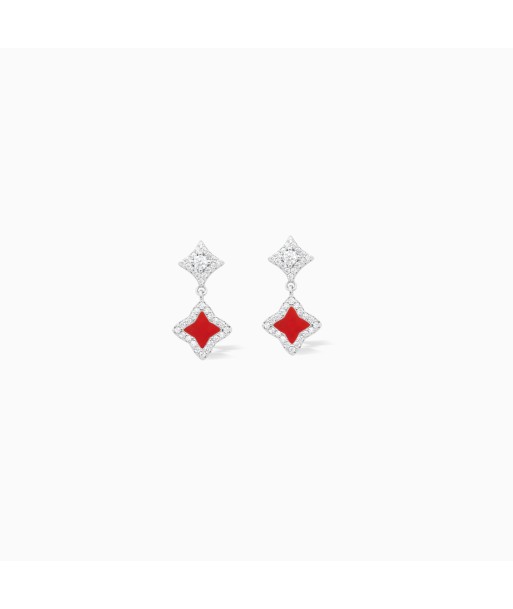 Stars & Flowers earrings argentées - Motif rouge france