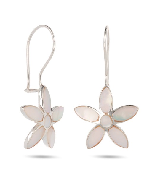 Boucles d'oreilles en argent, nacre blanche Pour