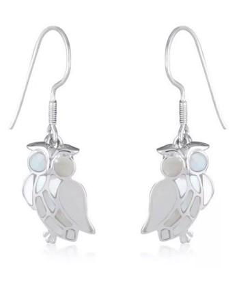 Boucles d'oreilles en argent, nacre blanche france