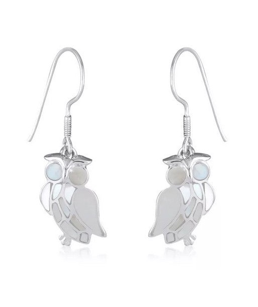 Boucles d'oreilles en argent, nacre blanche france