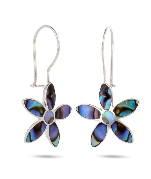 Boucles d'oreilles en argent, nacre d'abalone en ligne